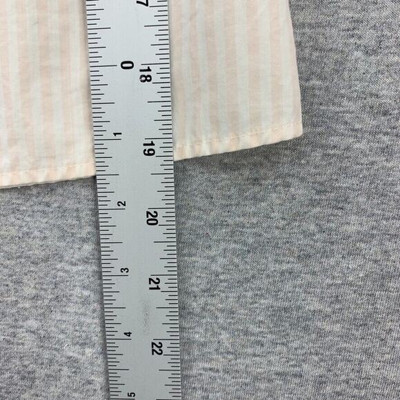 Madewell Blouse Womens XXS Light Pink Striped 3/4 Bell Sleeve Poplin Shirt Top - Picture 8 of 9